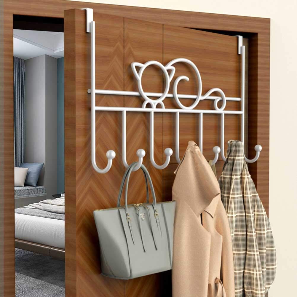ISCBAFYX Appendiabiti a 7 Ganci sopra la Porta Appendiabiti in Ferro Arte Borsa Vestiti Chiave Sciarpa appesa Bagno Cucina Decorazione della Porta sul Retro della casa/bianco/22 * 41,7 cm