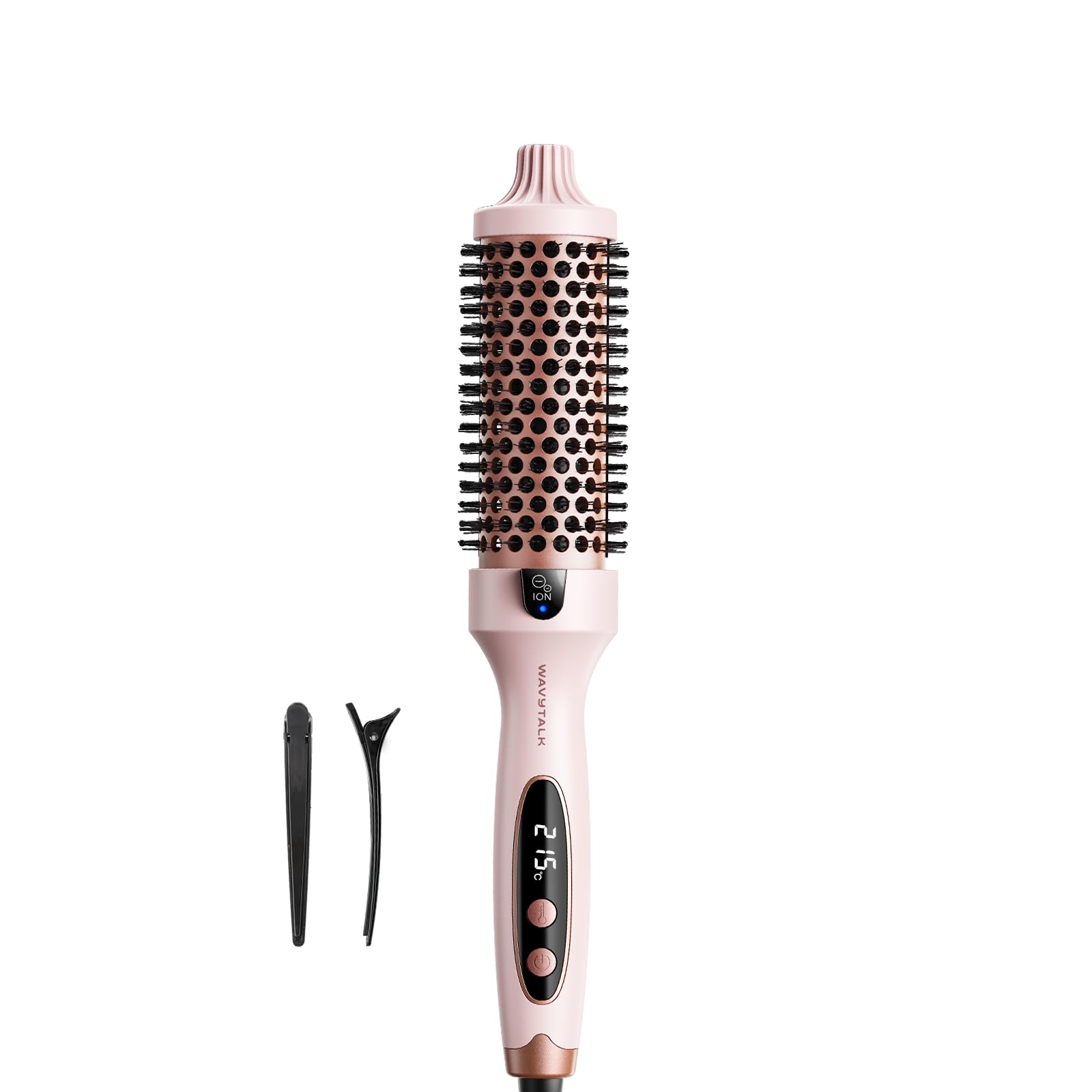 wavytalkThermal Brush, Blowout Boost 1.5 inch Heated Round Brush for Blowout Look, Dual Voltage, Pink, Sakura, Tourmaline Ceramic, Negative Ion Technology, 5 Temperature Settings, Less Damage