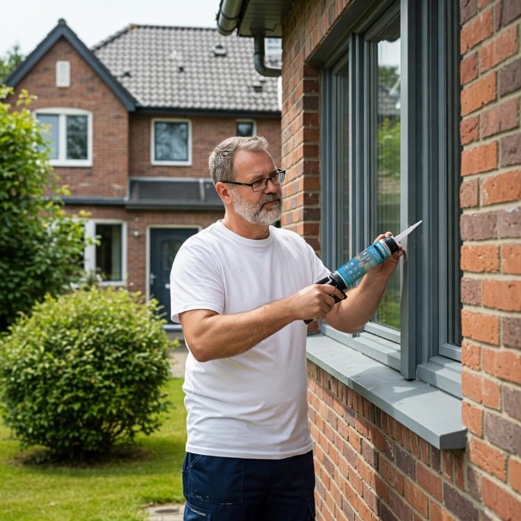 Window & Door – 100% Silicone Caulk White, Window Seal, RTV Silicone Sealant Indoor & Outdoor Caulking Weatherproof Adhesive – 9.5 oz Cartridge, 12-Pack (12 Pack, 12, Count)