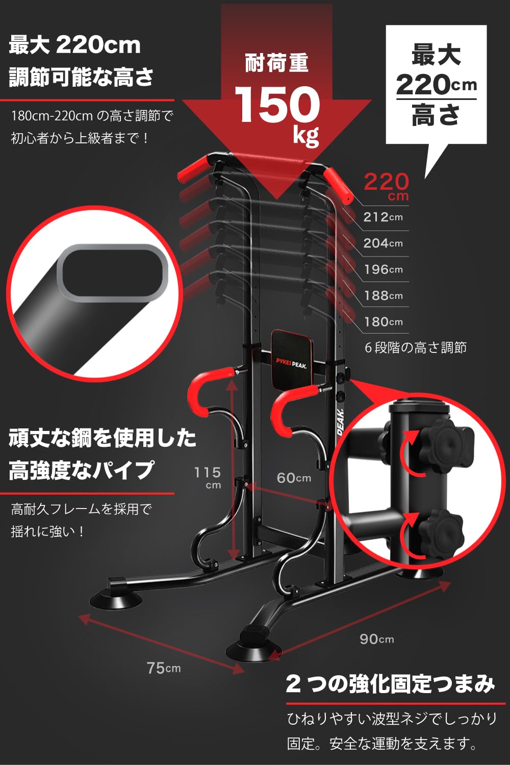 Amazon | PYKES PEAK (パイクスピーク) ぶら下がり健康器 懸垂