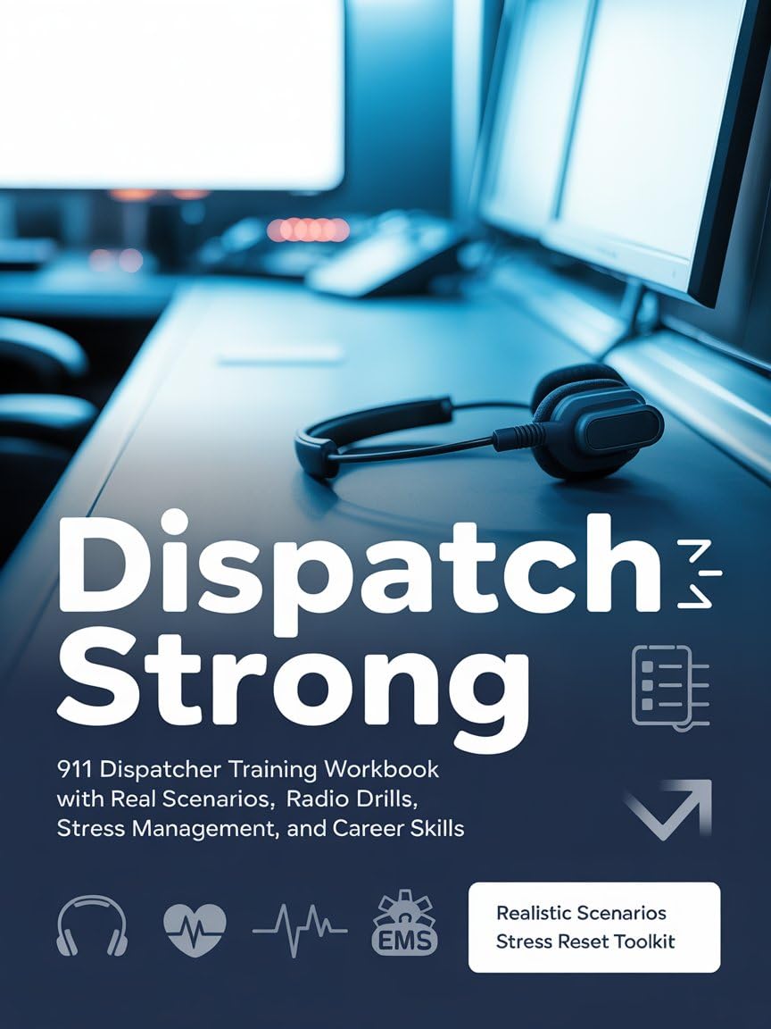 DISPATCH STRONG : 911 Dispatcher Training Workbook with Real Scenarios, Radio Drills, Stress Management, and Career Skills.