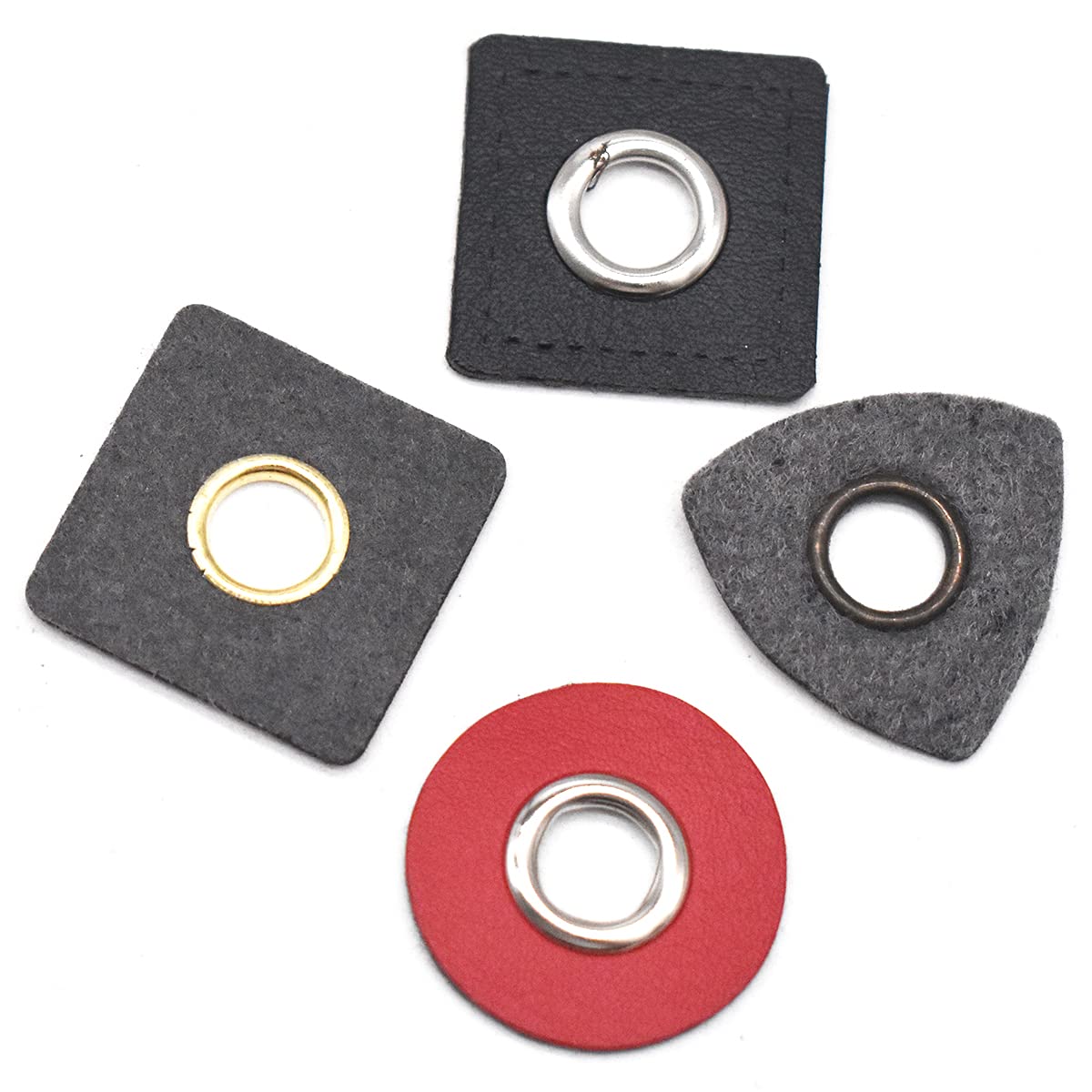 Eyelet Patch imitatieleer, rood - Stoffen Hemmers