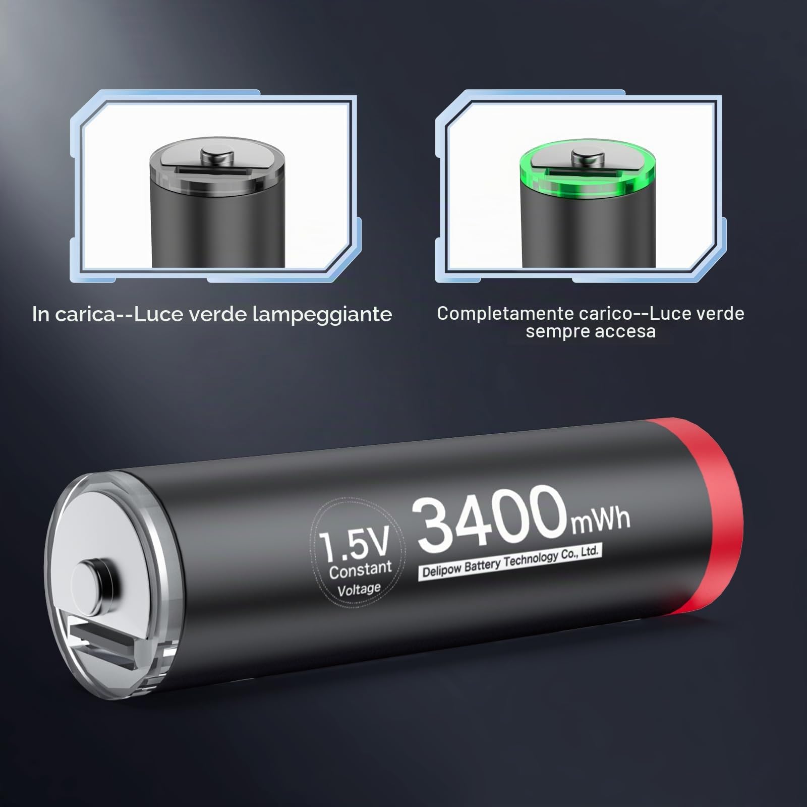 Batterie AA al litio ricaricabili USB C, 1,5 V, 3400 mWh USB, batterie AA ricaricabili 1500 ciclo, 16 pezzi