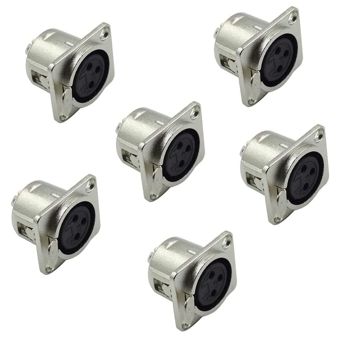 HAKUHO 6Pcs XLR 3-Pin Female Jack Socket Audio Speaker Panel Mount Connector Adapter for Microphone-picture-11