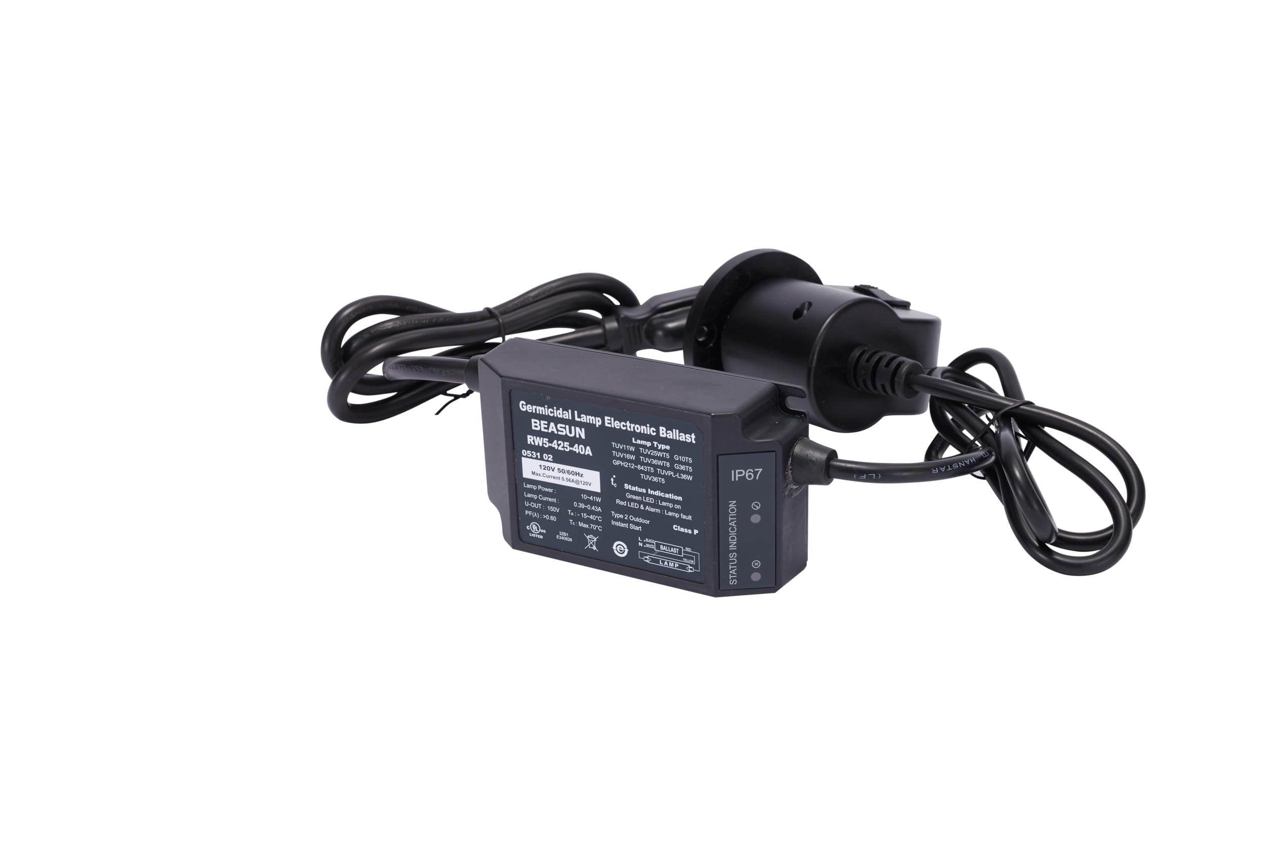 HQUA-OWS-12EB 120V 25-40W Electronic Ballast for HQUA-OWS-12/6 UV Water Sterilizer. Different with OWS-455EB outlet plug.