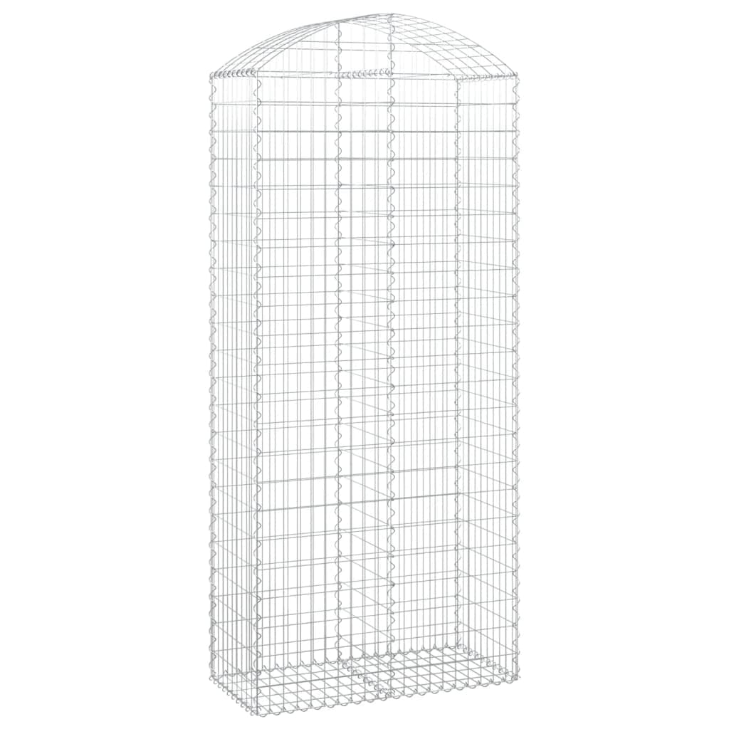 Gewölbter Gabionenkorb, Dekorative und Schallisolierende Barriere, Korrosionsbeständiges Verzinktes Eisen für Den Garten (100 x 50 x 220/240 cm)