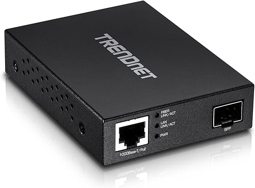 TRENDnet Convertidor de medios de fibra Gigabit Poe Pd SFP, convertidor de medios de fibra Poe Powered 1001000Base-T a SFP, diseño compacto,