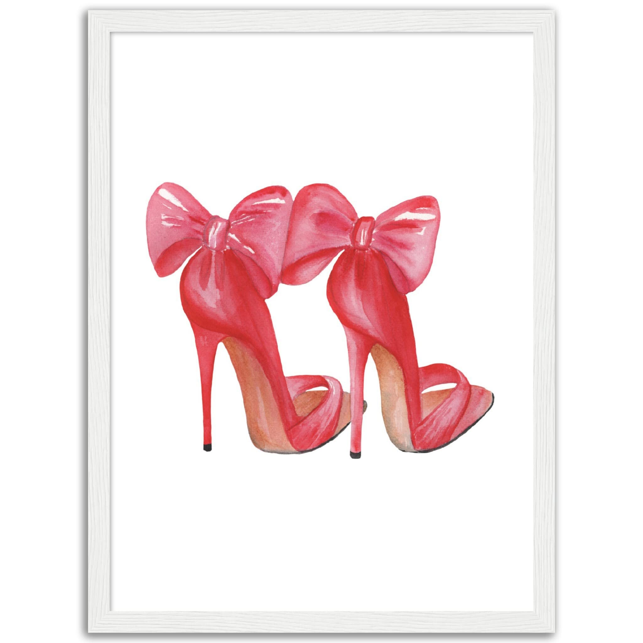 Talons roses déco murale chic à cadre blanc modulable format 30x40 - 7