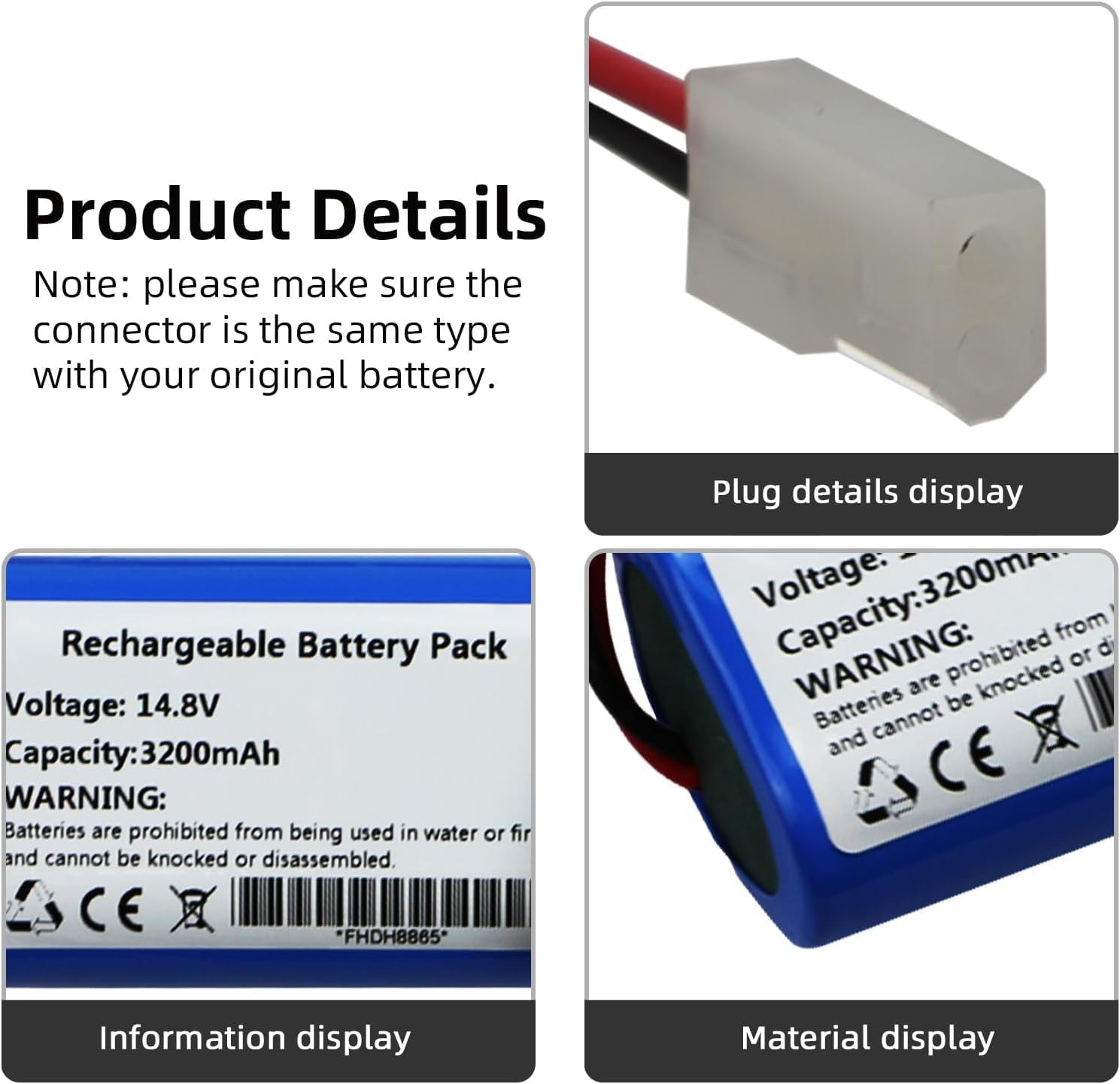 3200mAh Rechargeable Robot Aspirapolvere Batteria Compatibile con Qihoo 360 S6 360 S8 Rowenta X-Plorer Serie 75 X-Plorer Serie 75 S+ X-Plorer Serie 95 RR8567 RR8585 RR8587 Robot Vacuum Cleaner