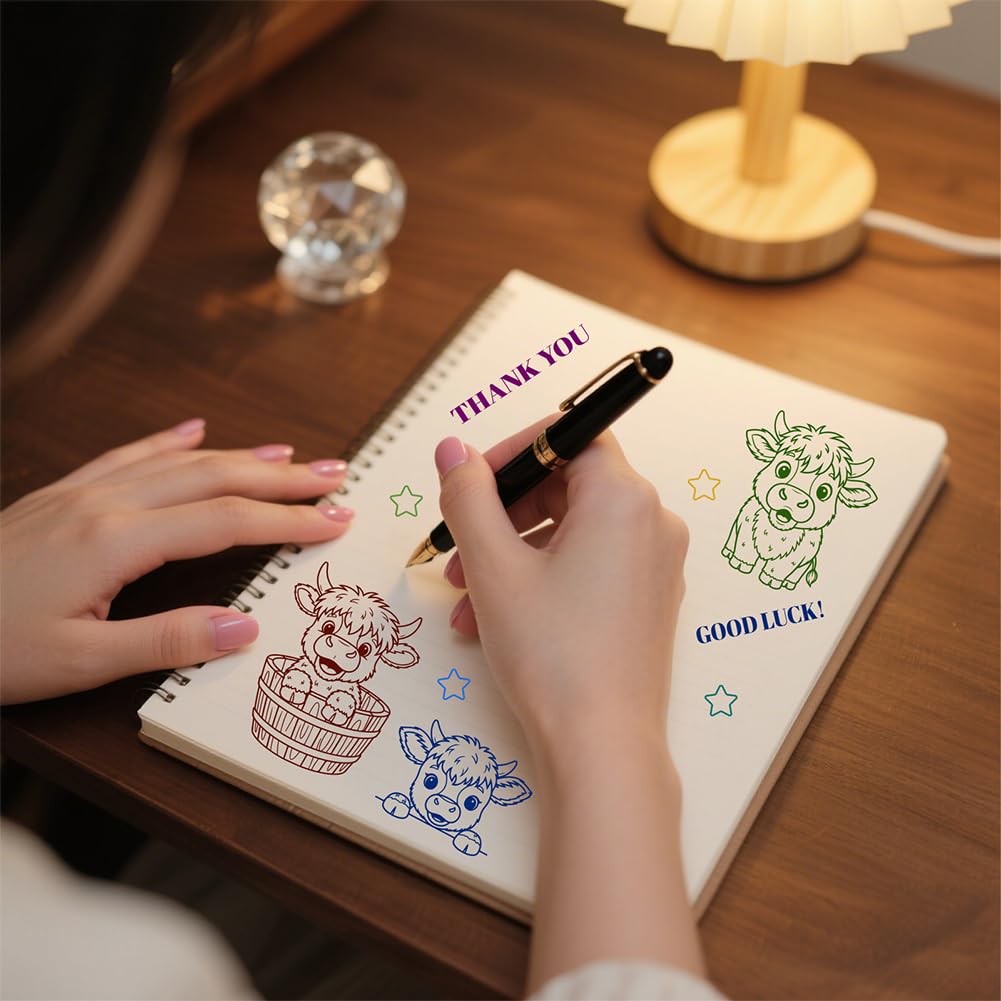 4 timbri trasparenti in silicone con motivo bestiame delle Highland, per fai da te, scrapbooking e creazione di biglietti, decorazioni artigianali con carta, 16 x 10 cm