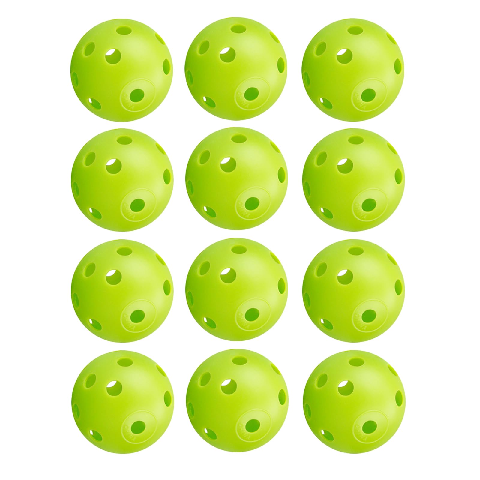 ENERKEEN 12Pcs Cat Ball Toy, Low Noise No Bells Holey Plastic Cat Balls, Funny Interactive Cats Toys for Indoor Cats, Firm Toy Balls for Kitten Puppy Ferret Bird (1.65", Green)