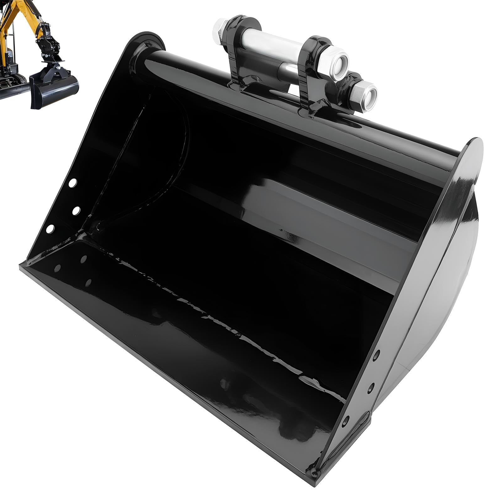 20'' Mini Excavator No Teeth Flat Backhoe Bucket Compatible with Mini Excavators - Flat Backhoe Bucket for Sand, Soil, Ditch Cleaning