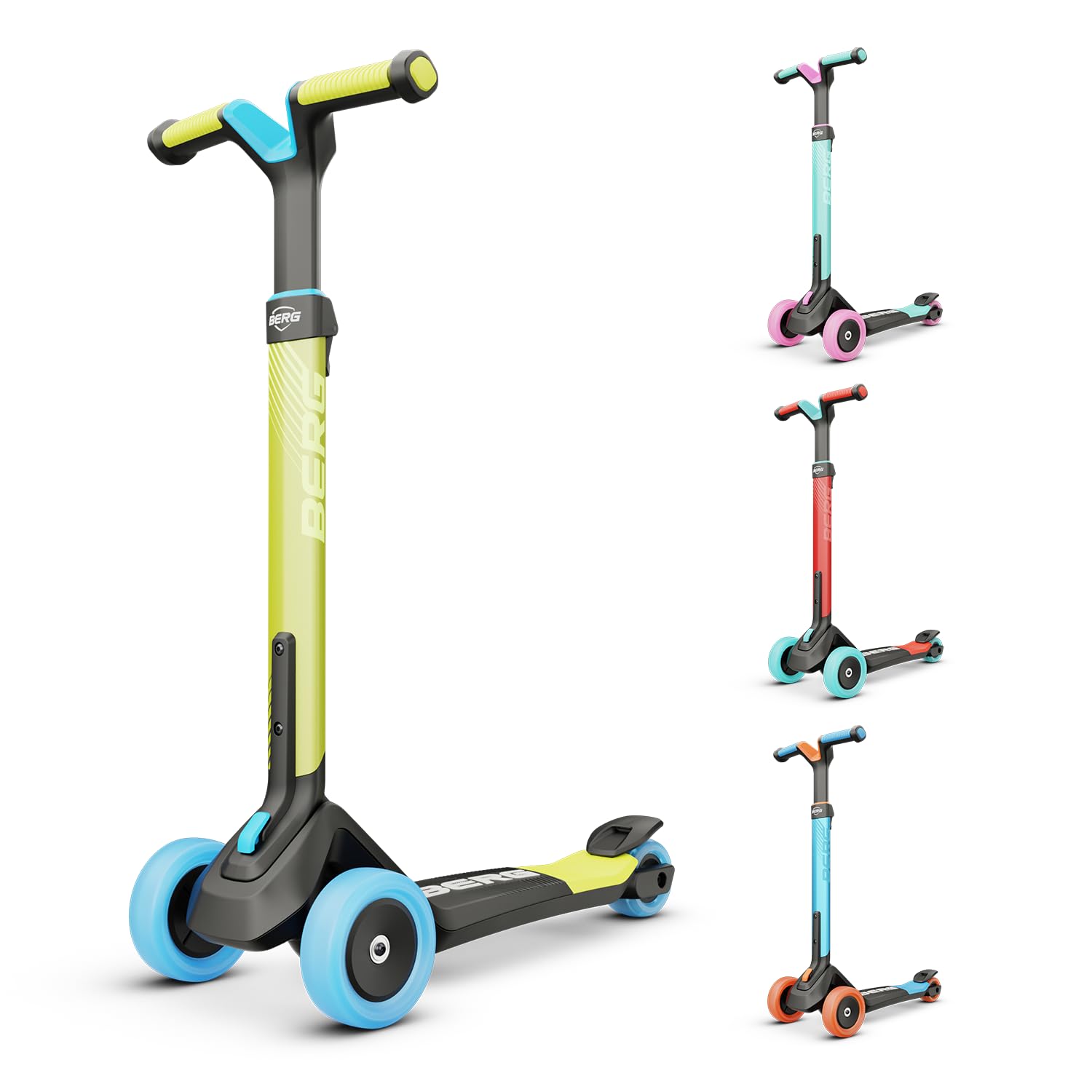 BERG Nexo Kinderroller Kinderscooter faltbar ab 2 Jahre | Höhenverstellbarer Tretroller Scooter | Dreirad Roller für Kinder Jungen & Mädchen, bis 12 Jahre