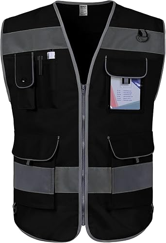 Miniatura 1 de TCCFCCT - Chaleco de alta visibilidad, chaleco de seguridad reflectante para trabajo con 9 bolsillos para hombres y mujeres, chaleco de construcción
