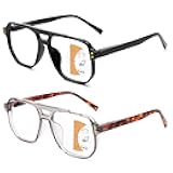 JO Progressive Multifocus Reading Glasses Men Women Oversize XL - No Line Progressive Reader Half-Rim for Mid-Near