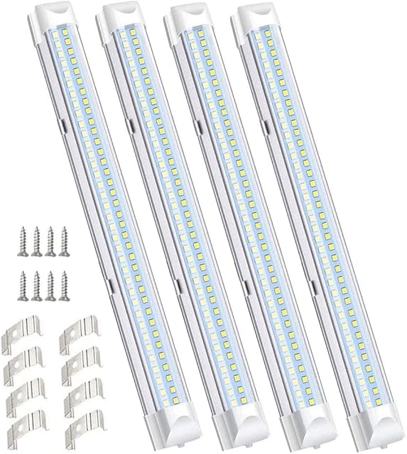 12V LED Interior Van Light Bar, FomCcu 72 LEDs Lamp White Lighting Strip Light for Van Caravan Motorhome Camper Boat Kitchen Bathroom 34cm 5W ON/OFF Switch (4 Pack)