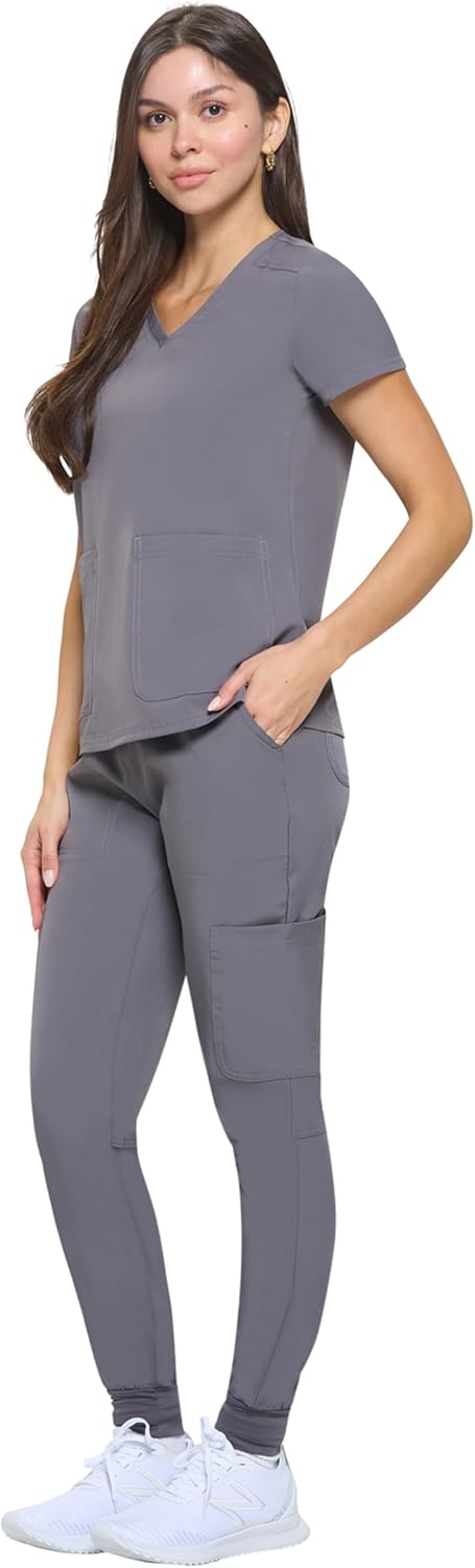 Natural Uniforms Womens Essential Cool Stretch Jogger Scrub Set with Regular and Petite Sizes - Image 2