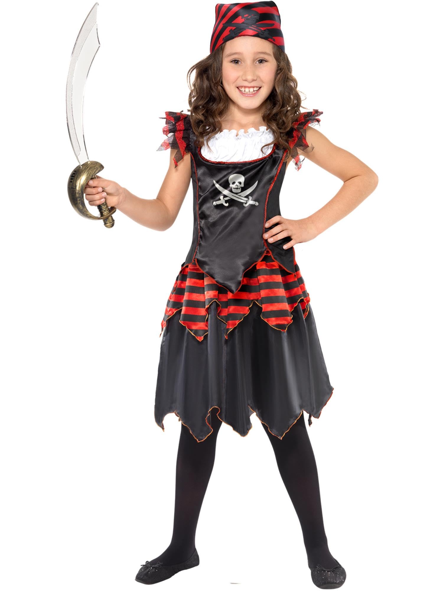Pirate Skull & Crossbones Girl Costume, M - Age 7-9 years