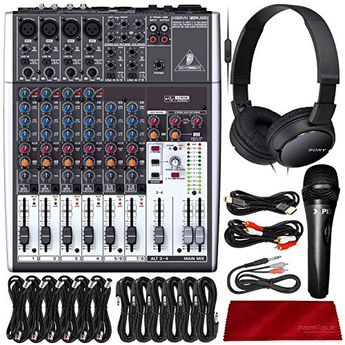 Behringer XENYX 1204USB 12-Input USB Audio Mixer with Xpix Studio Microphone, Professional Mixing