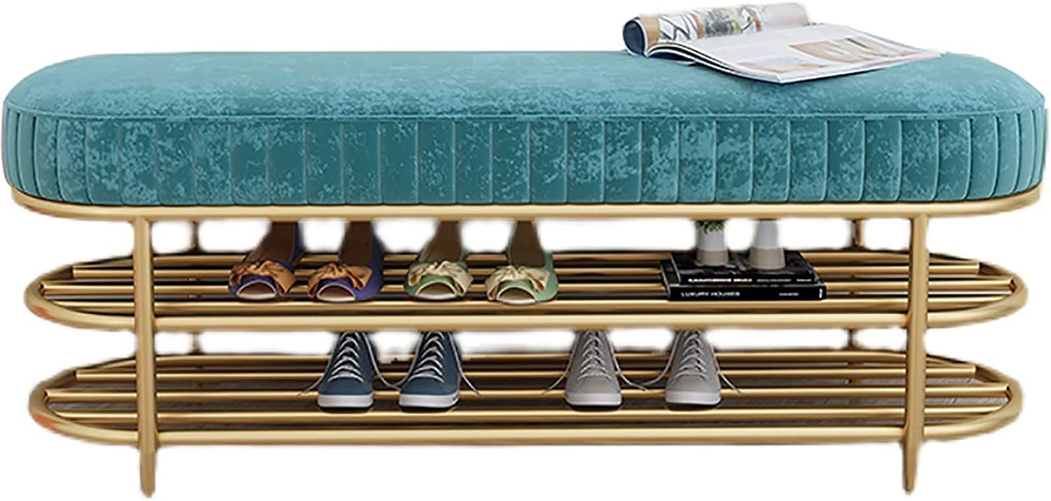 Banc à chaussures d'entrée à 2 niveaux avec siège rembourré et meuble
