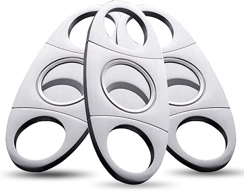 Cortador de puros, guillotina de acero inoxidable liso para puros, hoja de doble corte, paquete de 3 unidades, accesorios de tijeras exquisitas