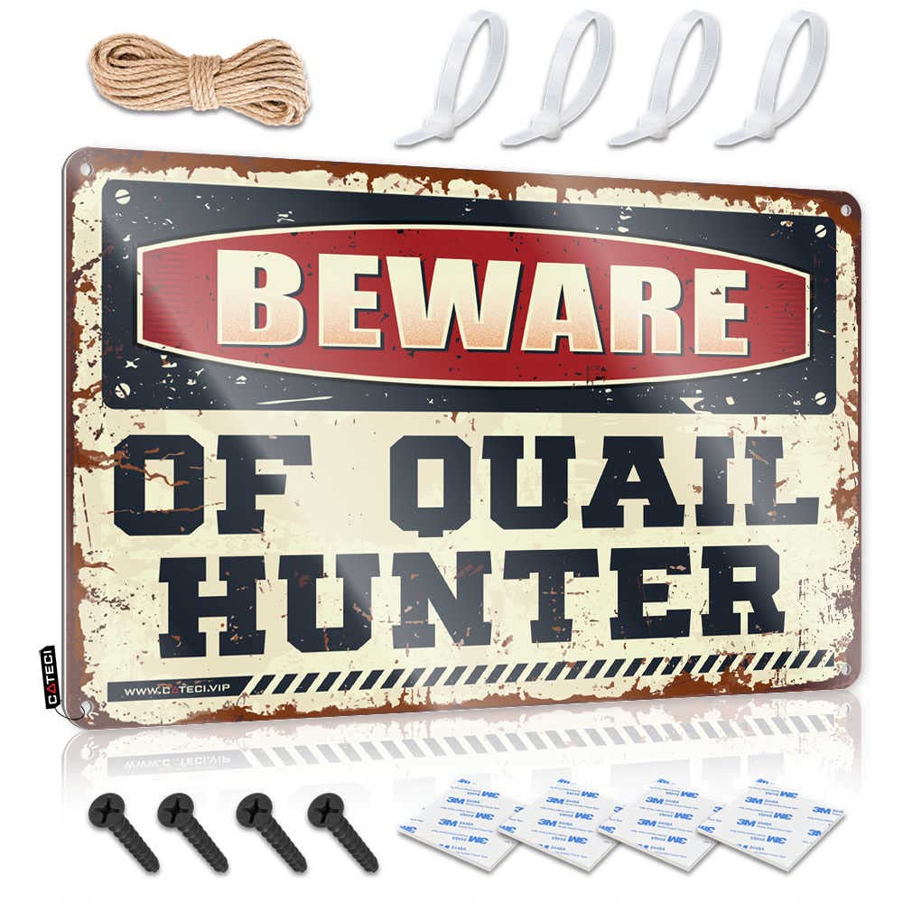 STWNVOITV Signs For Garage Beware Of Quail Hunter Sign Tin Signs For Bar Little Man Cave Sign(30X40CM)