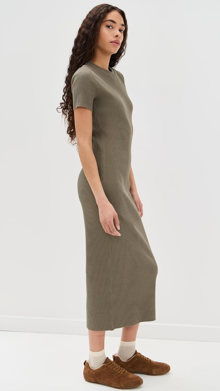 Vince Women's Rib Short Sleeve Crew Neck Dress - Image 4