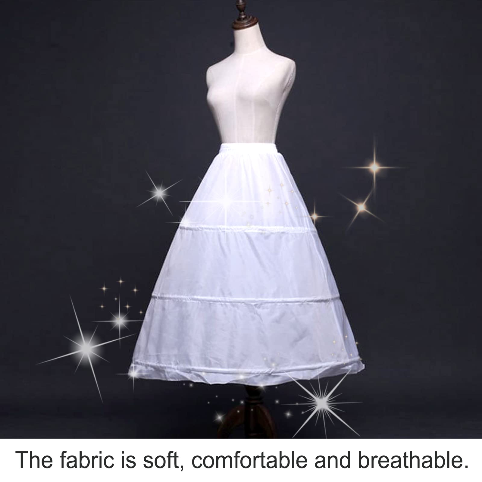 Jupon Crinoline Mariée 1 Cerceau - Tulle Blanc/Noir - Pour Robe Soirée - Taille Unique