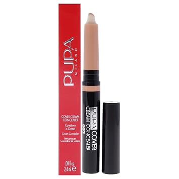 PUPA Milano Cover Cream Concealer - Covers and Corrects Dark Circles and Imperfections on the Face - Enriched With Vitamin E And Vitamin C, with Antioxidant Properties - 003 Dark Beige - 0.08 Oz,PUP20035