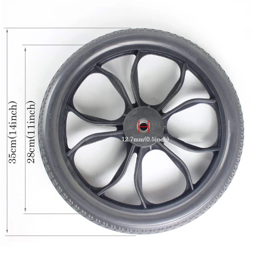 14 cali Antypoślizgowe Gumowe Koła,2 Kawałki Tylne Koła Wózka Inwalidzkiego z 2-3/8" (60 mm) Szerokości Piasty,do Wózkach Inwalidzkich Balkonikach Chodzikach