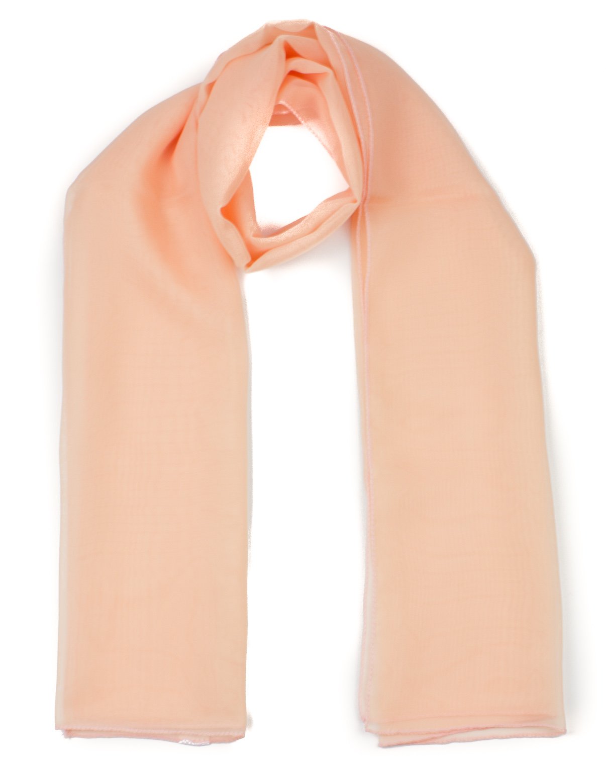 Mytoptrendz® - Chiffon Scarf Plain Classy Elegant Lightweight Long Soft Silk Feel Luxurious Sheer Neck Wrap For Women and Girls (Peach)