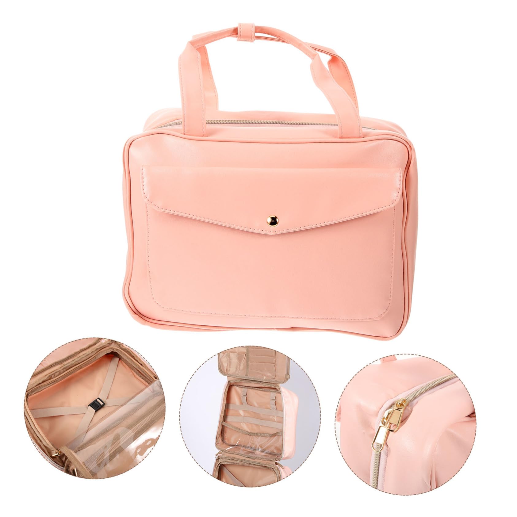 LIFKOME Borsa da Toilette in Pelle PU con Scomparti Multipli Organizer da Viaggio per Donna Borsa Appendibile per Cosmetici e Prodotti da Bagno