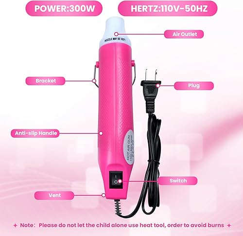 Miniatura 9 de Pistola de calor para manualidades, mini pistola de aire caliente para manualidades de bricolaje, pistola de calefacción, herramienta portátil