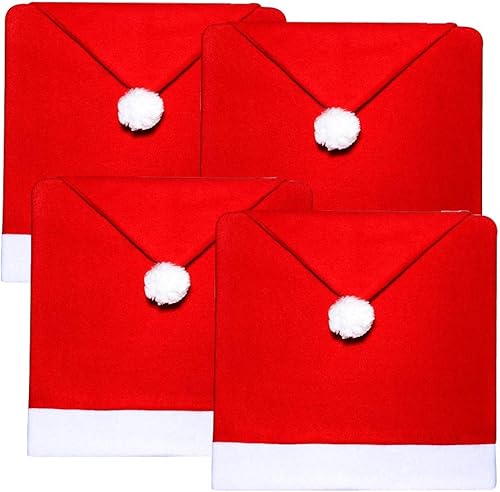 traderplus 4 fundas para sillas de Navidad, decoración de sombrero de Papá Noel, vacaciones de Navidad disponible en Yaxa Colombia
