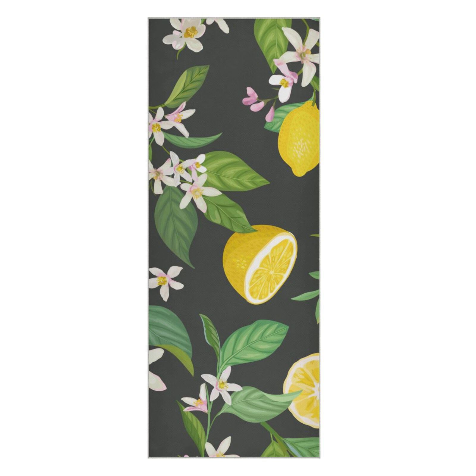 SEINDUS Lemon Pattern with Tropic Fruits Hot Yoga Towel for Women & Men, Non Slip Super Absorbent and Quick Dry Yoga Mat Towel for Hot Yoga, Pilates and Fitness 73