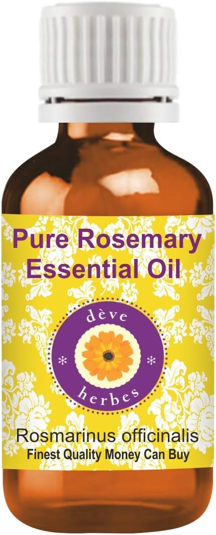 Deve Herbes Rosemary Essential Oil (Rosmarinus officinalis) for Healthy Hair Pure | Non-Sticky | Non-greasy | Lightweight | Men & Women | All Skin Types | Steam Distilled 15ml X 2