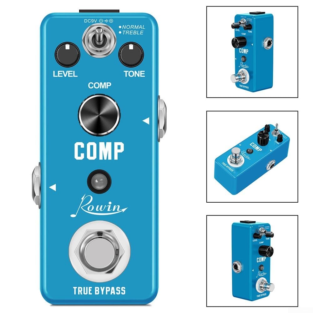 Pedale compressore per chitarra Rowin Dual Mode normale e alti per prestazioni sonore personalizzate