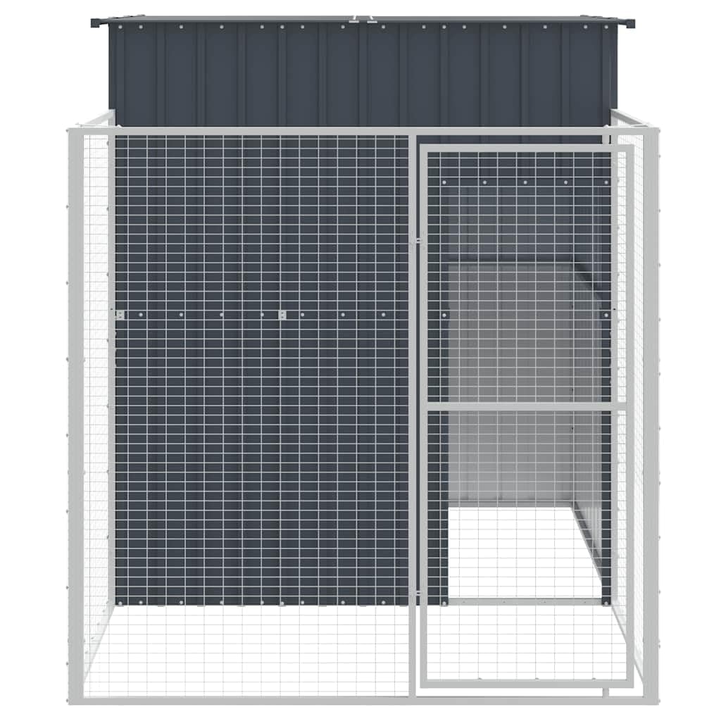 Genérico Caseta Perros con Corral Acero galvanizado Gris 165x251x181 cm,Producto para Mascotas y Animales,Productos para Mascotas,Productos para Perros,Casetas para perros-172365