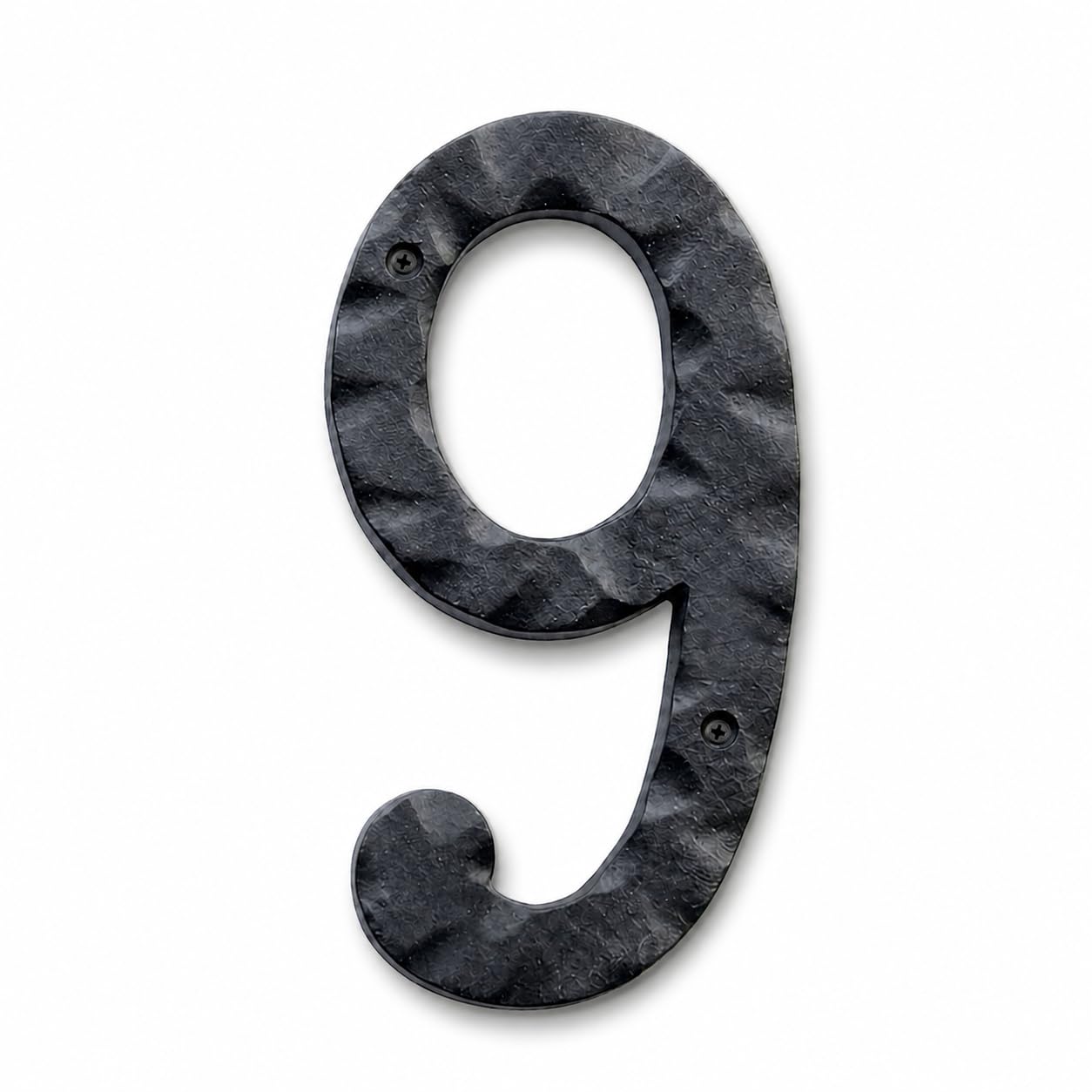 NACH House Numbers for Outside, 8 inch Black Address Numbers for House - Number 9 - Rustic Numbers for Outside with Mounting Hardware