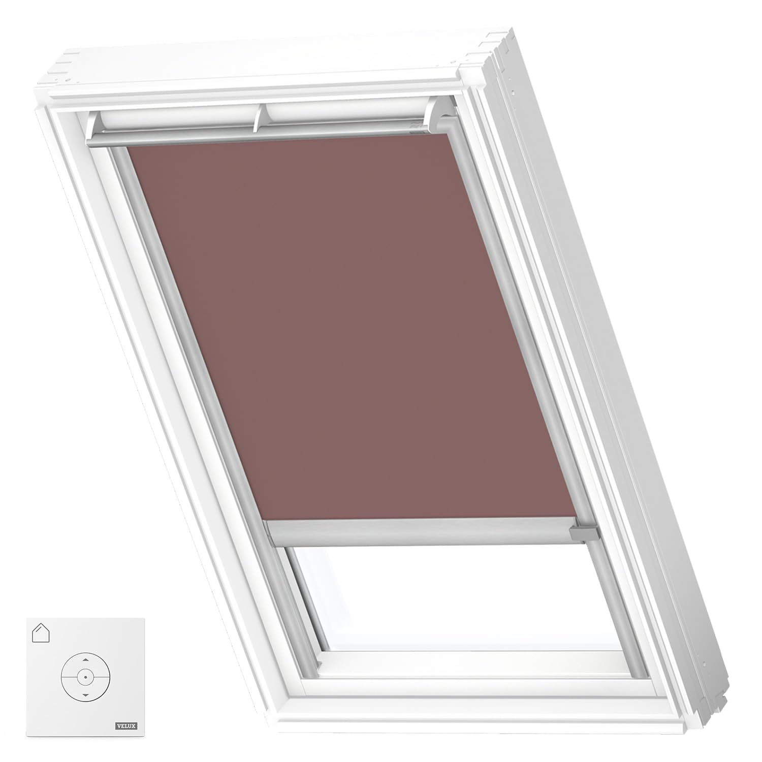 VELUX Original Solar Powered Blackout Roller Blind (DSL), Silver Frame, MK08, Soft Rose