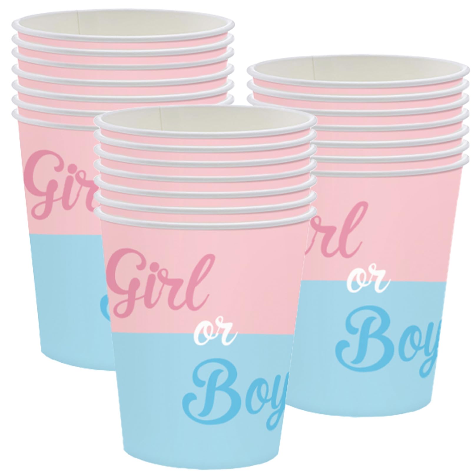 MOMAHUA 16P Gender Reveal Party Cup,8oz/250ml Pink and Blue Paper Cups for Baby Shower Party,Cold or Hot Drinks,Gender Reveal Tableware Decorations for Girl Boy - 16 Guest
