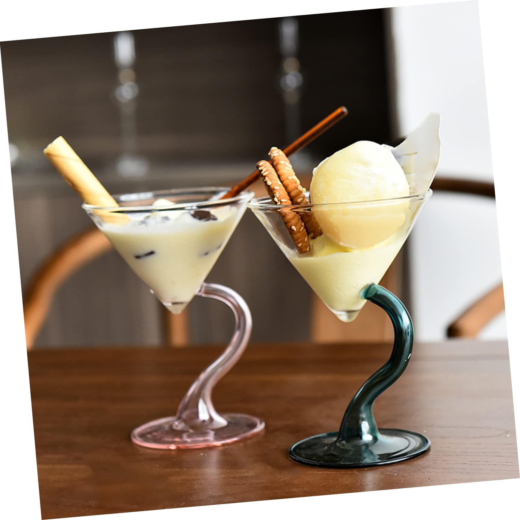 ABOOFAN 2 Pz coppa gelato in vetro tazze di semifreddo bicchieri da martini portafrutta tazza piede calici gelato coppa da cocktail tè al latte bicchiere bevande ciotola da dessert