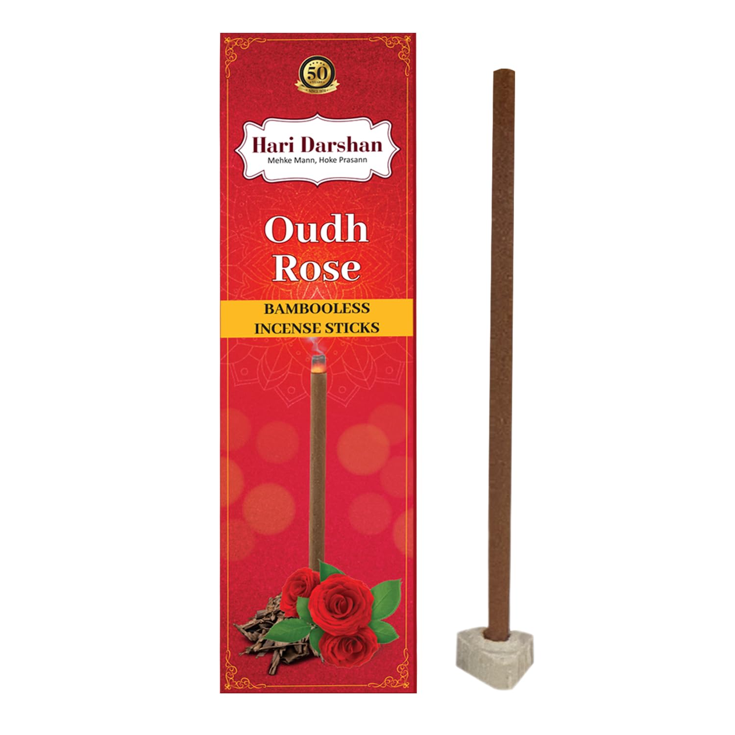 Hari Darshan Bamboo Less Incense Sticks | Oudh | Rose | Shyam Tulsi | Kacha Bela | Kesar Chandan | Agarbatti for Pooja, Meditation & Yoga | Long Lasting Fragrance Dhoop Holder | Pack of 4-120 Sticks 1