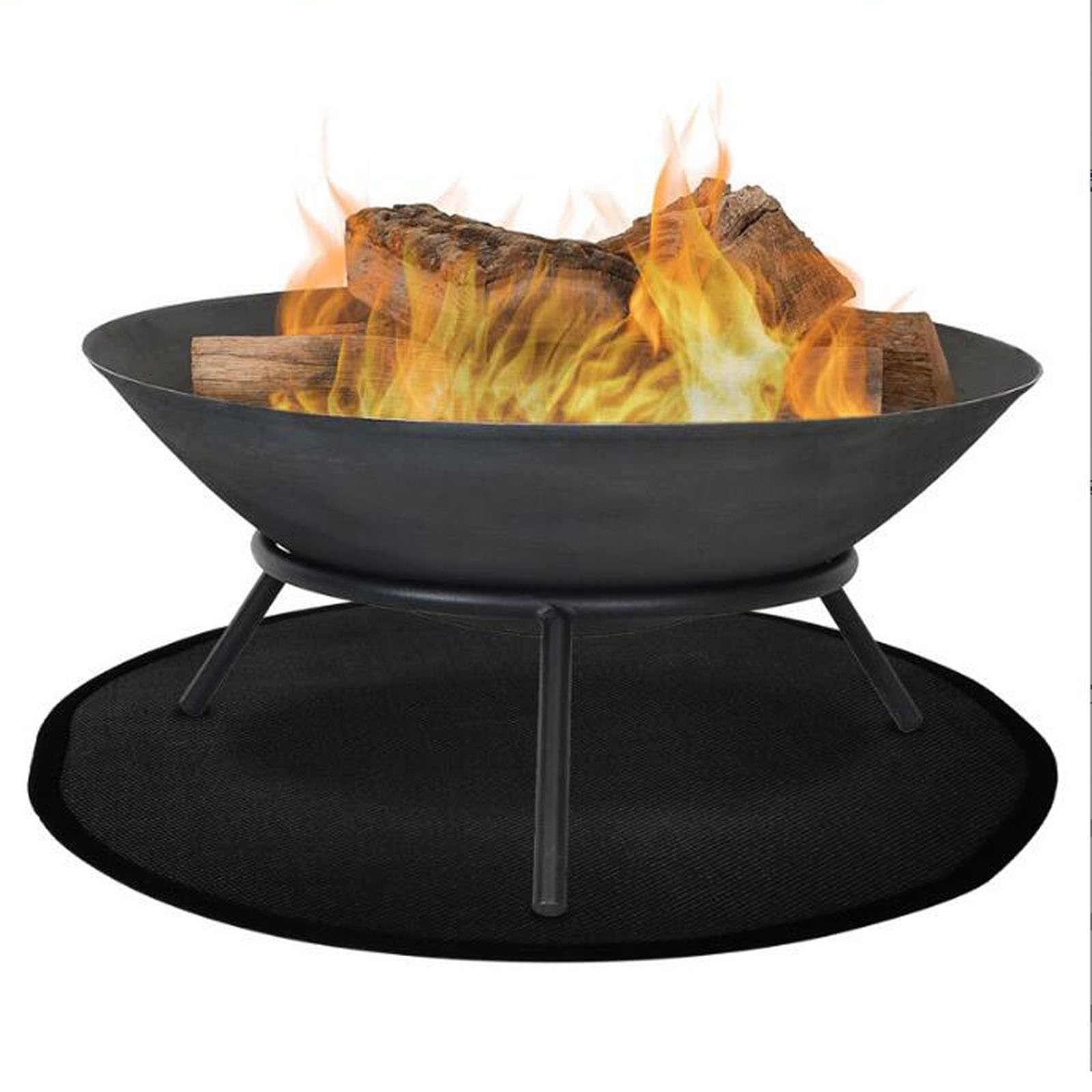 High Temperature Resistant Fire Pit Mat, 36 Inch Outdoor Circular Barbecue Stove Mat, Multi-Functional Camping Barbecue Stove Fireproof Mat,Black,36 inch(91CM)