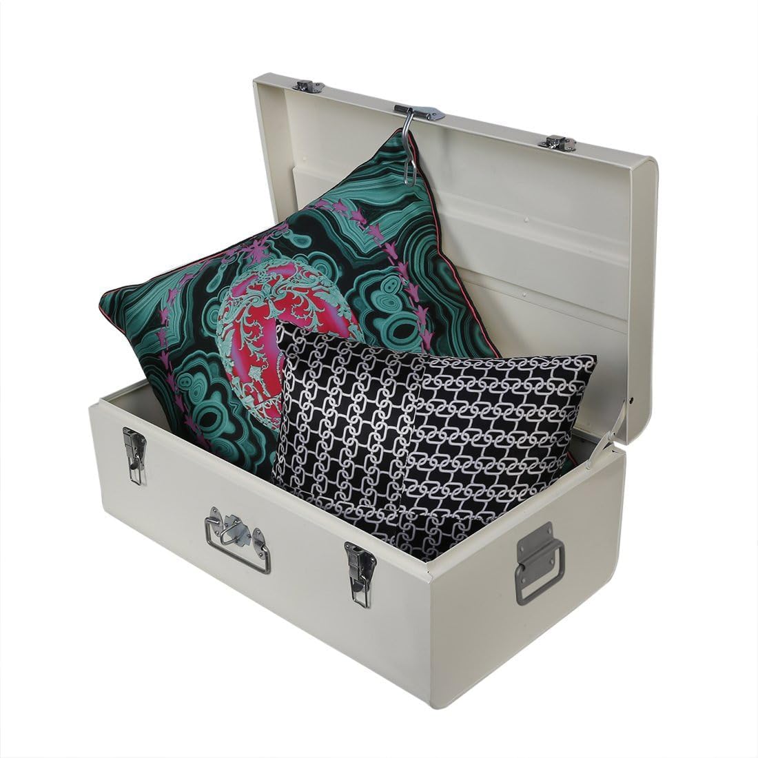 ELAN Metal Vintage Storage Trunk, Decorative Chest Box, (Off-White, 57 X 35 X 23Cm), Rectangular