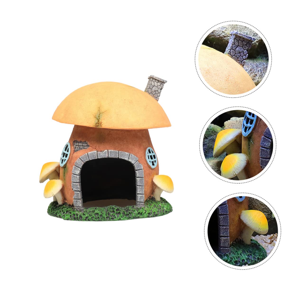 Ipetboom Cachette pour Tortues en Résine Légère et Résistante, Abri Décoratif de Château Champignon pour Aquarium et Décoration Intérieure