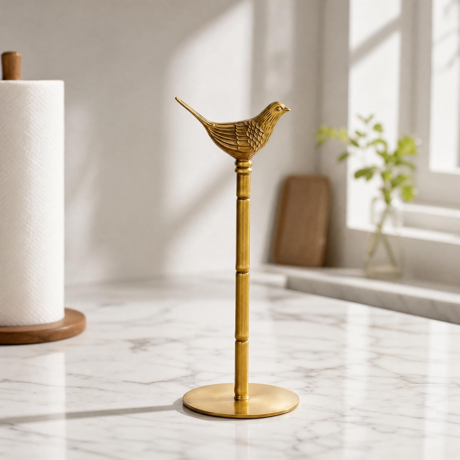 Ronyme Porte-Essuie- En Laiton sur Pied Élégant Porte-Essuie- Finial En Forme D'oiseau Multifonctionnel Distributeur pr lle à Manger