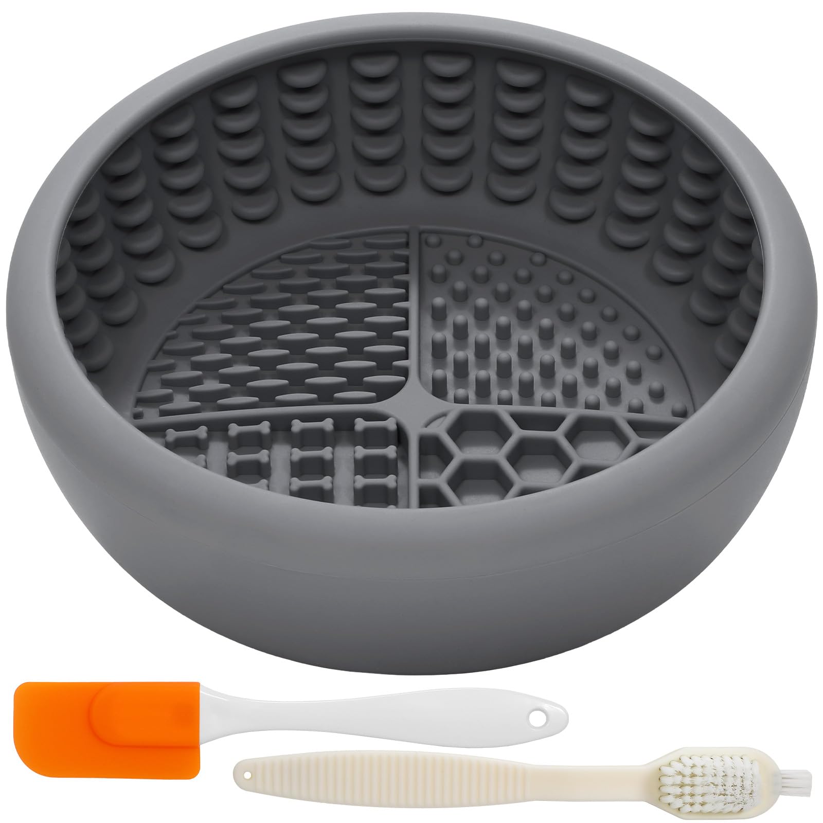 Ciotola per leccare cani con spazzola e raschietto, tappetino per leccare l'ansia per cani, antiscivolo, per leccare il congelamento, ciotola per distrazione, silicone senza BPA, lavabile in