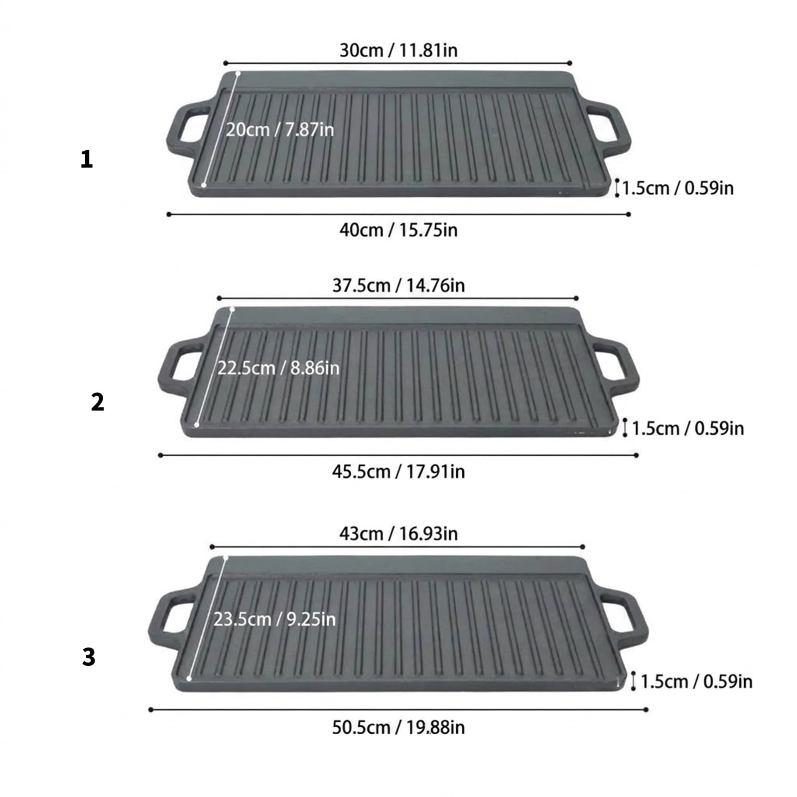 Griglia e piastra in ghisa con design liscio e strutturato padella reversibile per piano cottura forno grill in ghisa