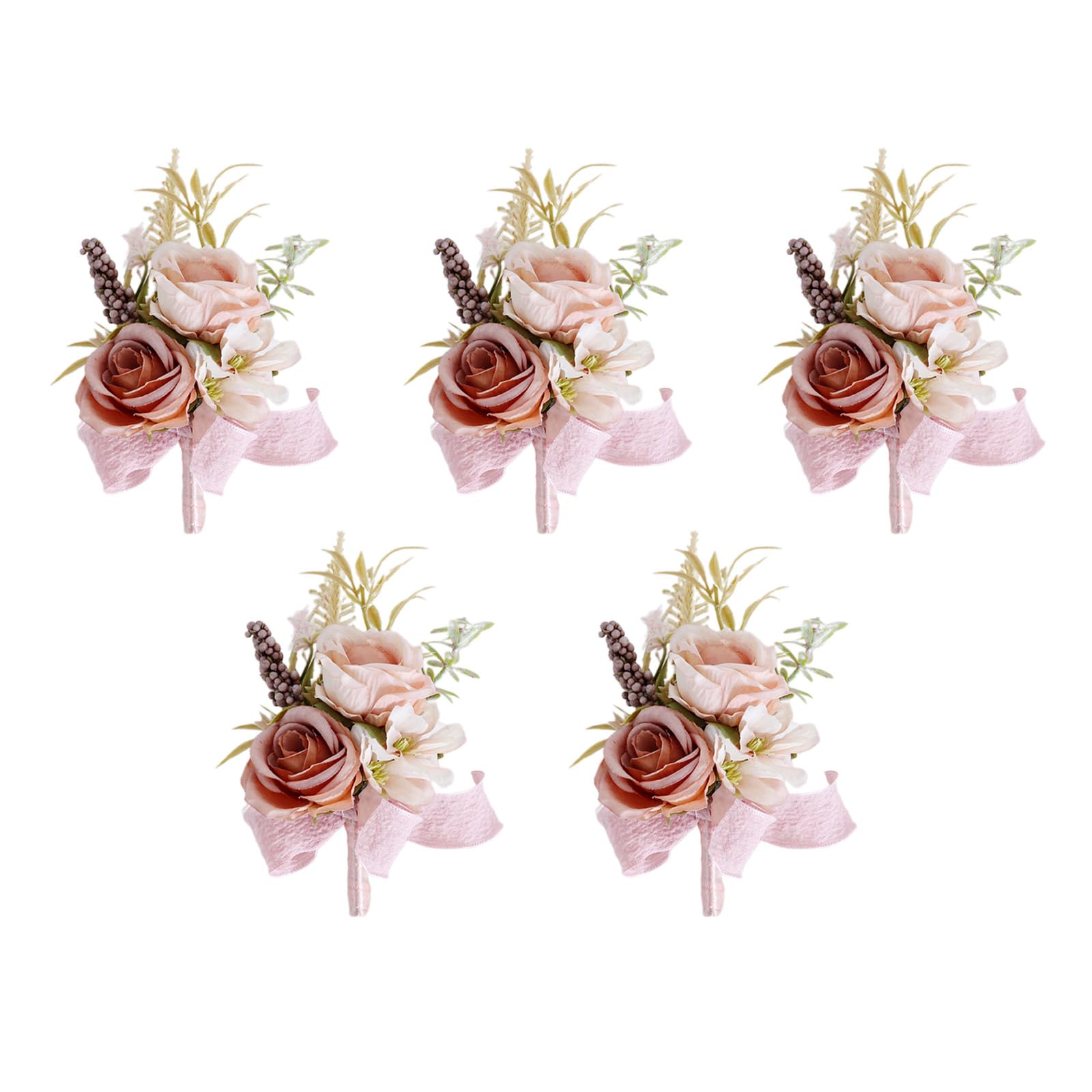 Elnwnnkc 5Pcs Rose Wrist Corsages Wristband for Bridal and Bridesmaid, Wedding Corsages Boutonniere for Wedding Ceremony Proms Unique